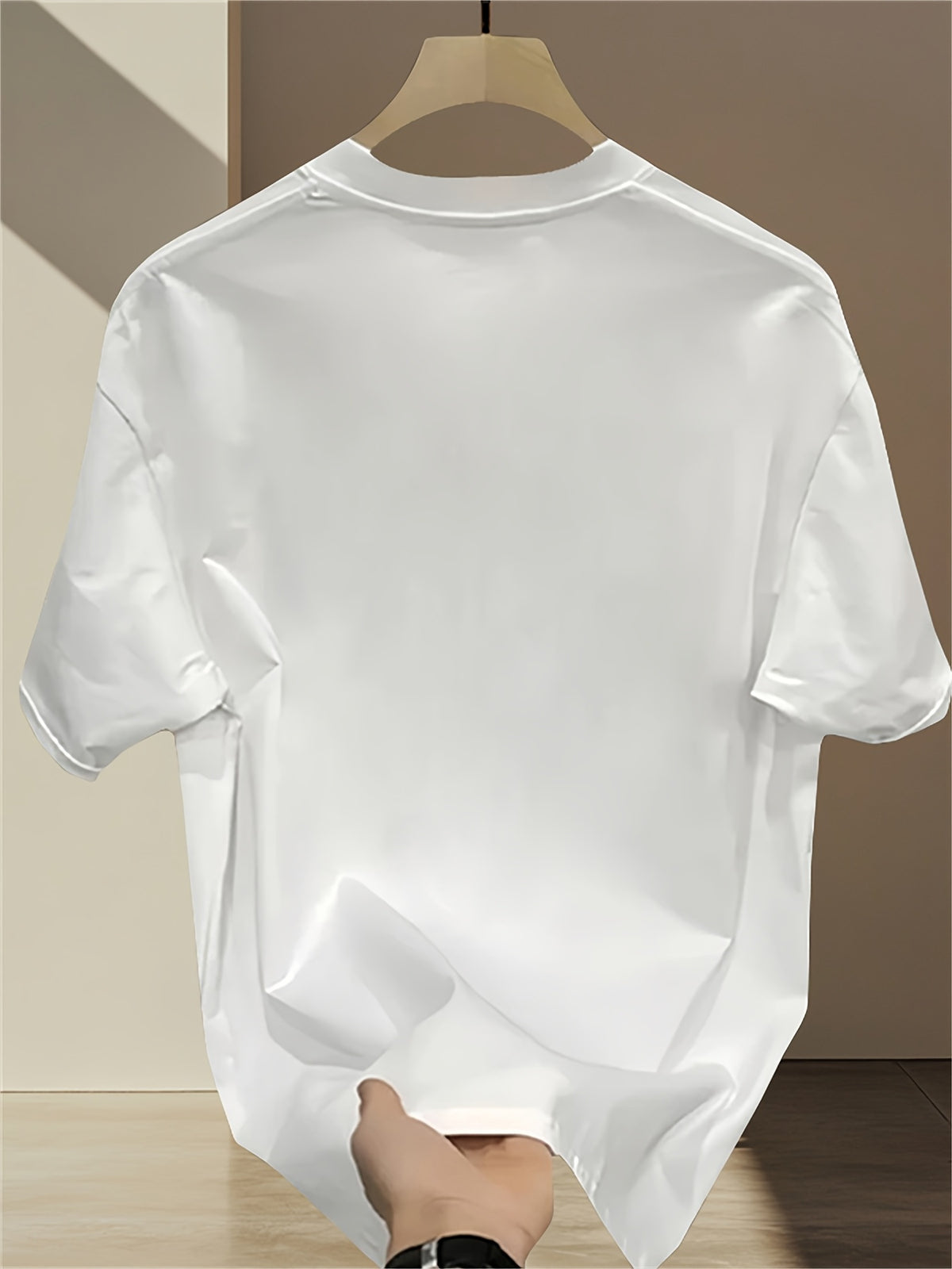 Men's Heavyweight 100% Polyester T-Shirt - Summer Short Sleeve Round Neck Casual Top, Printed with "Good Day" Design and Happy Joyful Face - Korean-Japanese Street Style, Valentine's Day and Father's Day Gift - White
