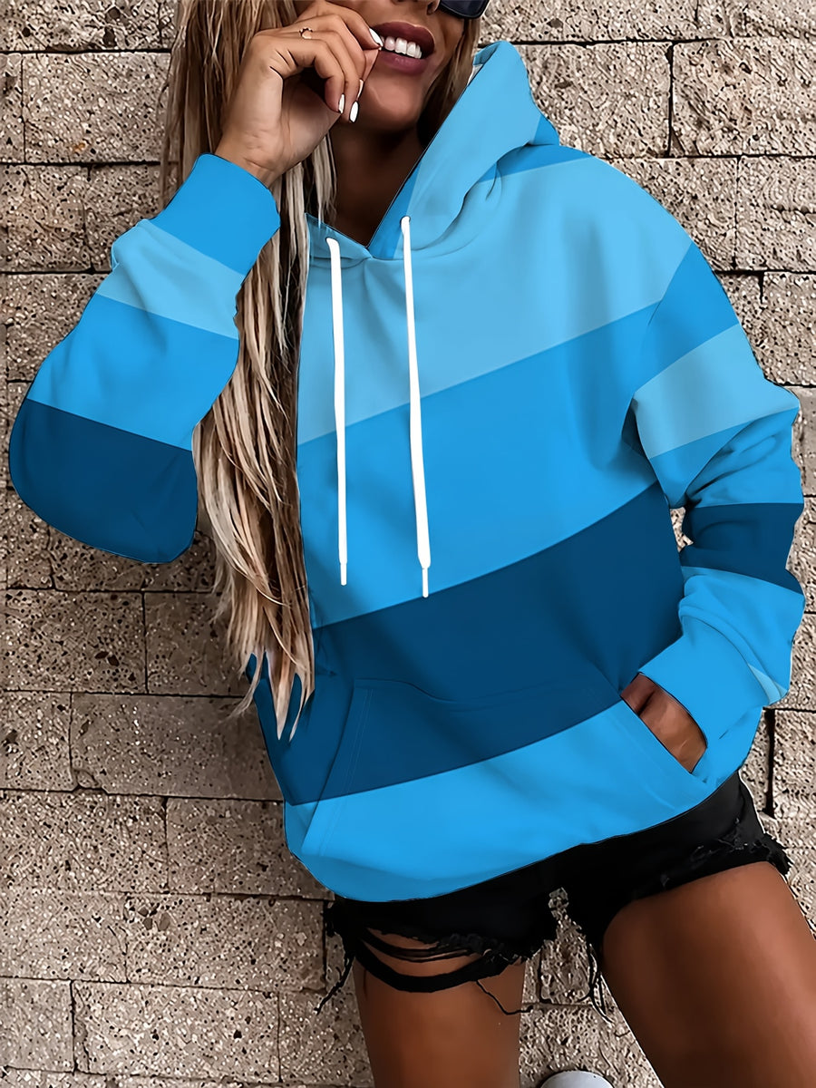 Women'S Long Sleeve Drawstring Sweatshirt, Casual Loose Pocket Sweatshirt - Mixed colors