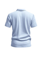 Men'S Short-Sleeve Polo Shirt, Classic Collar Loose Top, Suitable for Beach Outings, Daily Commute, And Casual Business - Light Blue
