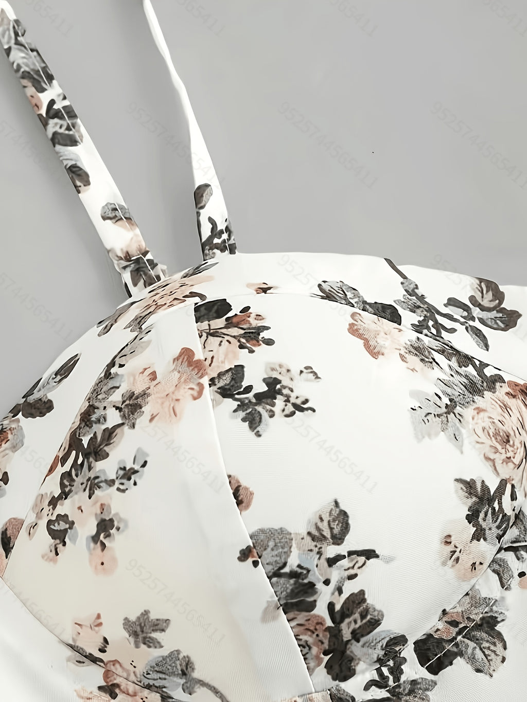 Summer Elegant Floral Print Waist-Cinching Strappy Mini Dress for Women - White & flower