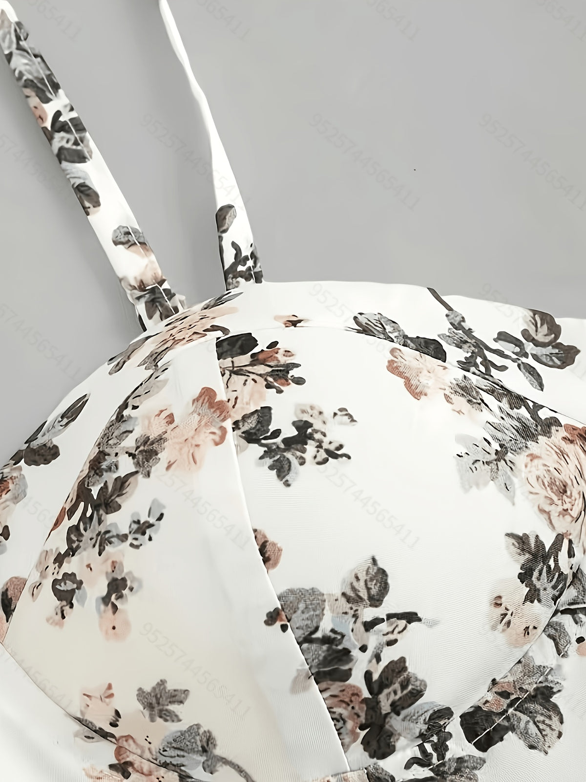 Summer Elegant Floral Print Waist-Cinching Strappy Mini Dress for Women - White & flower