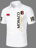 Men's Vintage Polo Shirt Short Sleeve Lapel Collar with Logo Letter Print - Retro Brand Logo, Machine Washable Regular Fit Casual Streetwear Suitable for Office, Semi-Formal & Casual Attire - White