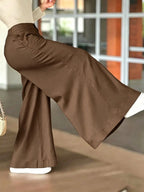 HMY Women's High-Waisted Wide-Leg Suit Pants, High-Quality Draping Fabric, Loose-Fit Straight-Leg Floor-Length Casual Trousers + Tab Lan - Khaki