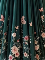 Printed Women's Maxi Skirt with Layered Chiffon Hem, Long A-line Skirt Suitable for Parties, Daily Wear, and All Seasons - Dark Green