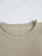 Men'S Round Neck Knit Pullover Sweater, Soft Long Sleeve Sweater for Autumn And Winter, Casual Wear - Apricot