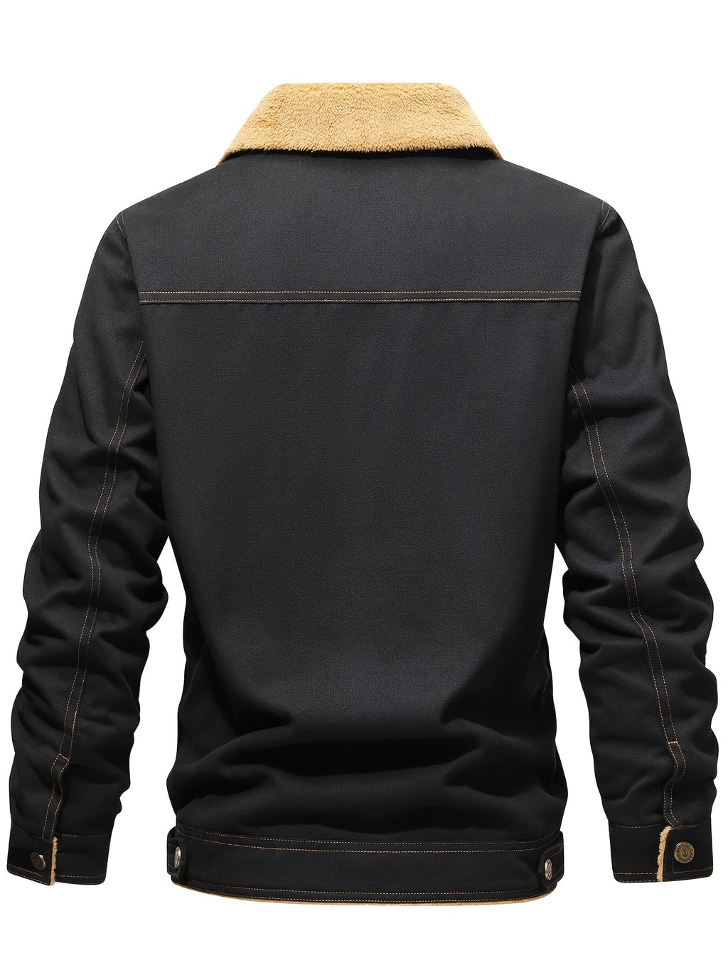 Men'S Thickened Fleece Jacket for Autumn And Winter, Stylish British-Style Warm Coat, Trendy -Inspired Outerwear - Black