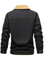 Men'S Thickened Fleece Jacket for Autumn And Winter, Stylish British-Style Warm Coat, Trendy -Inspired Outerwear - Black