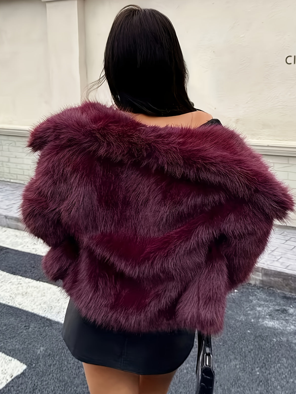 2025 New Women's Elegant Faux Coat - Burgundy