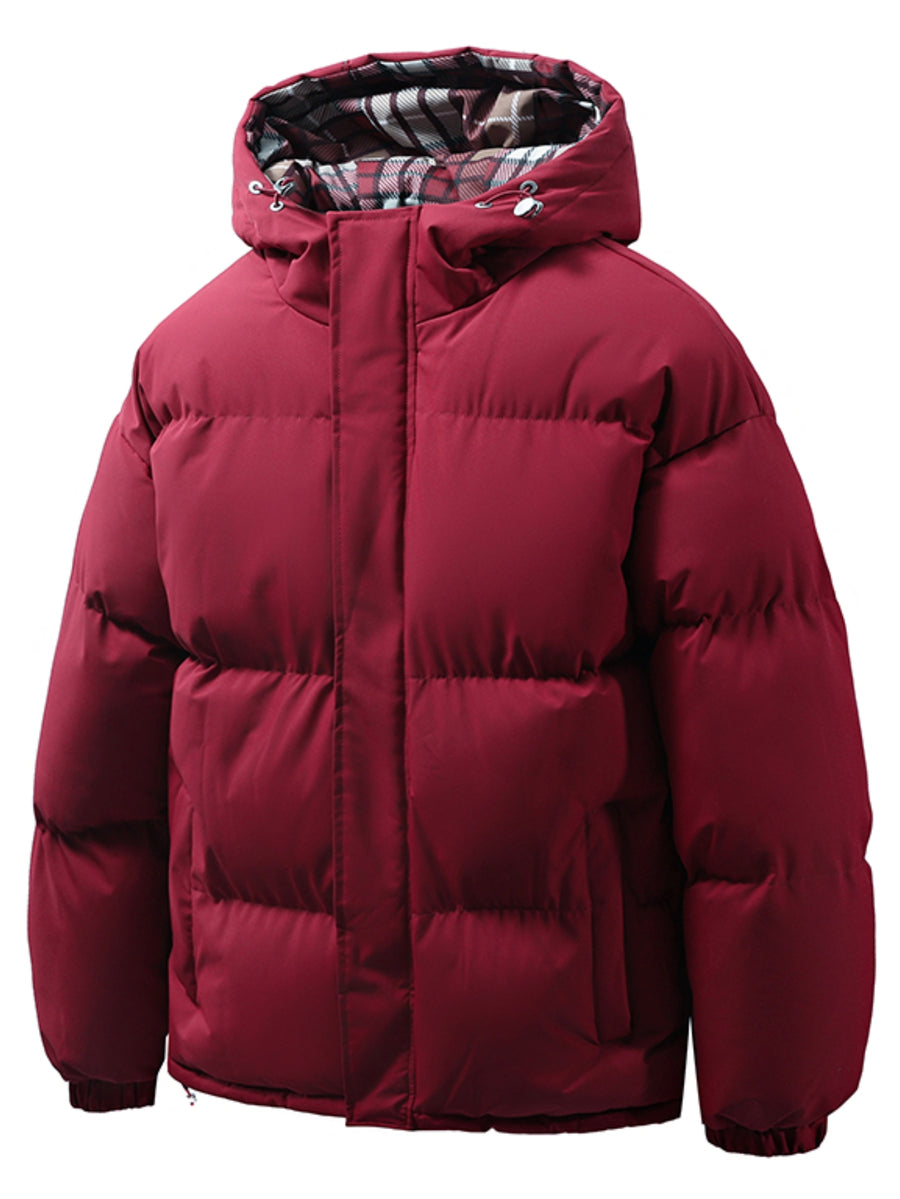 Spring And Autumn Men'S Jacket 2026 New Men'S Solid Color Cargo Coat Multi-Color Warm Thick Daily Outing All-Match Jacket - Angola Red