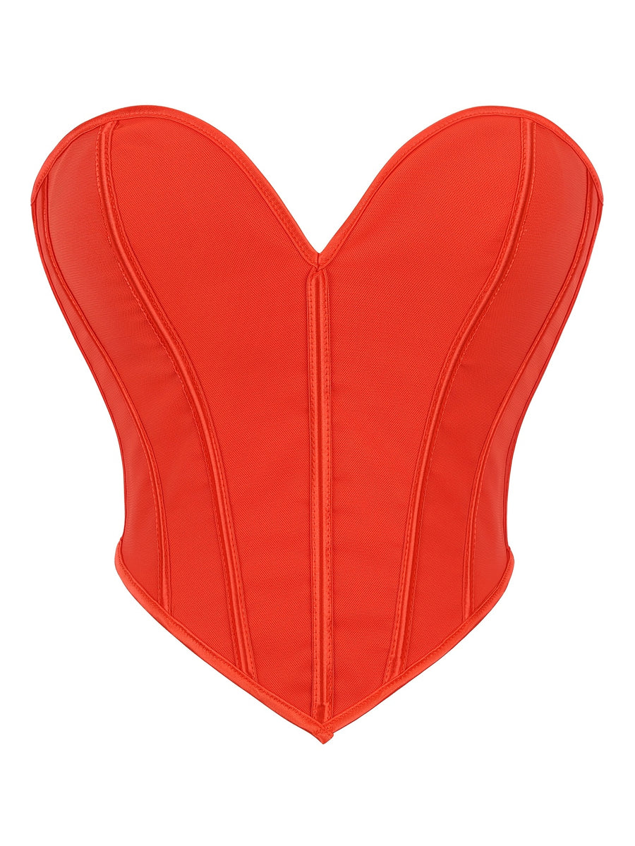 Sexy Women's Strapless Mesh Top, Breathable Double-Layer Frosted Texture, Women's Sexy Court-Style Corset Top - Orange red