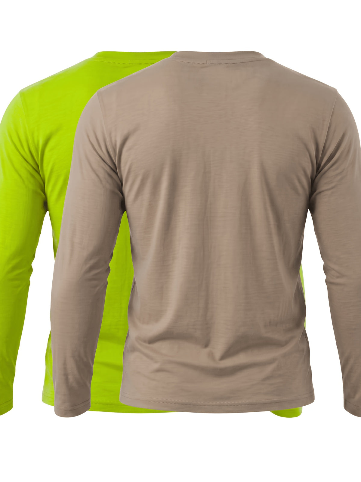 2pcs Set of Cool Fresh V-Neck Long Sleeve T-Shirts, Smooth Elastic Fabric Men'S Top Western Summer Soft Fabric, T-Shirt Home Wear Men'S Casual Top, Inner Layer, Multi-Scene, Suitable for Various Styles, Travel, Business, Golf, Countryside Travel - Red-gray + green-blue