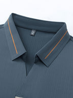 Men'S Seamless Short-Sleeved Polo, Summer Color-Block Ruffled Collar, Breathable Iron-Free Business Solid Color Casual Shirt - White