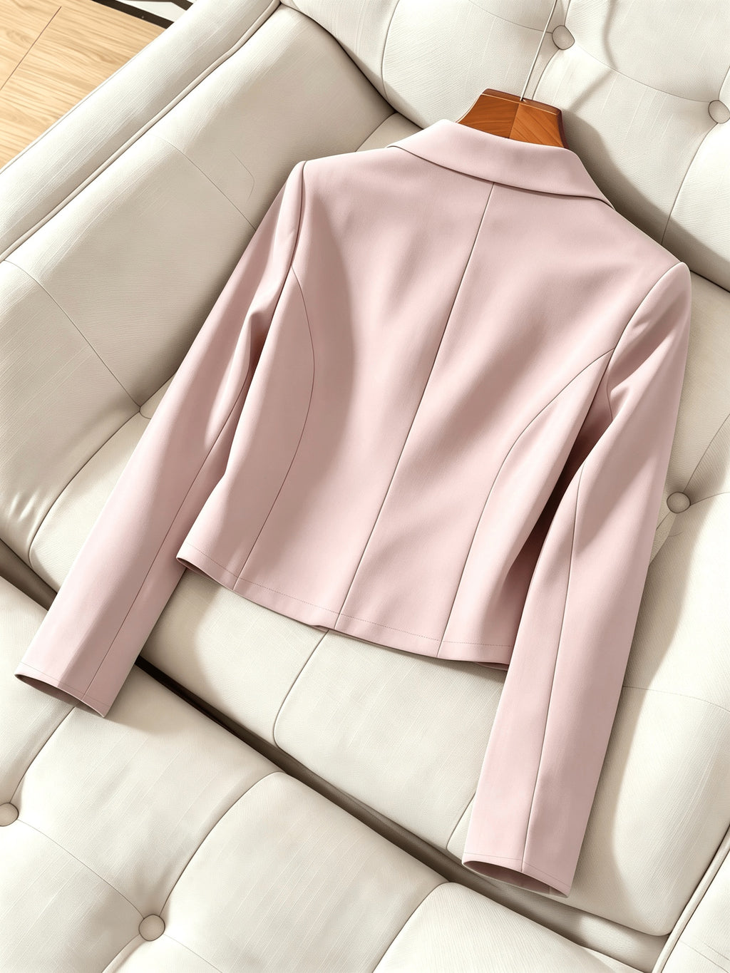 Elegant Women'S Short Fitted Blazer, Commute, Versatile (Unlined) - Pink Color