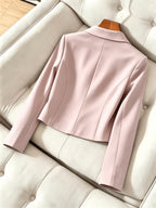 Elegant Women'S Short Fitted Blazer, Commute, Versatile (Unlined) - Pink Color