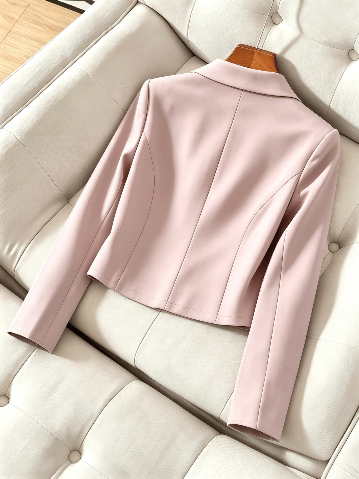 Elegant Women'S Short Fitted Blazer, Commute, Versatile (Unlined) - Pink Color