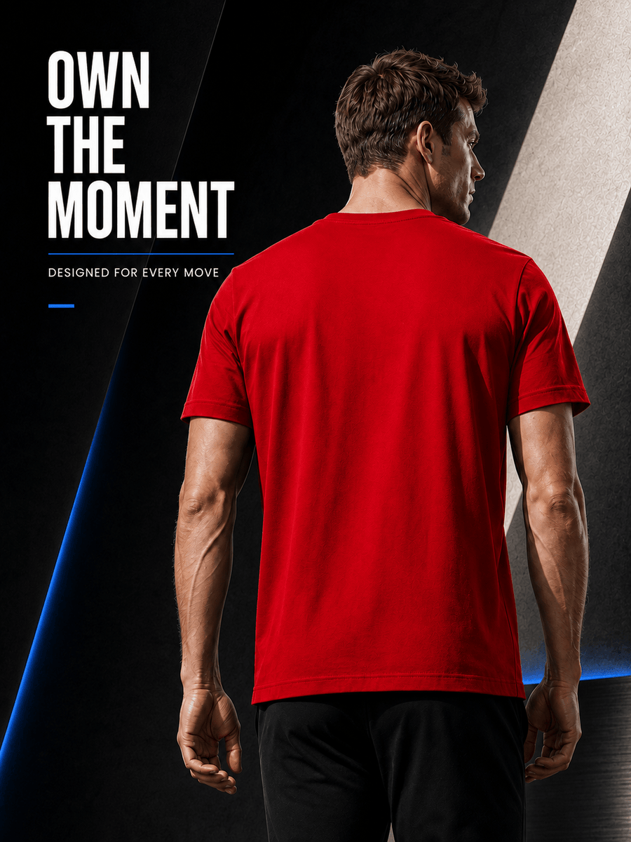15pcs High-Quality Men'S Solid Color Short-Sleeve T-Shirts, Available in Multiple Colors, Casual, Comfortable, Lightweight, Fashionable, Basic Style Tops, Suitable for Daily Wear, Work, Sports, And As Gifts - Red15Pack