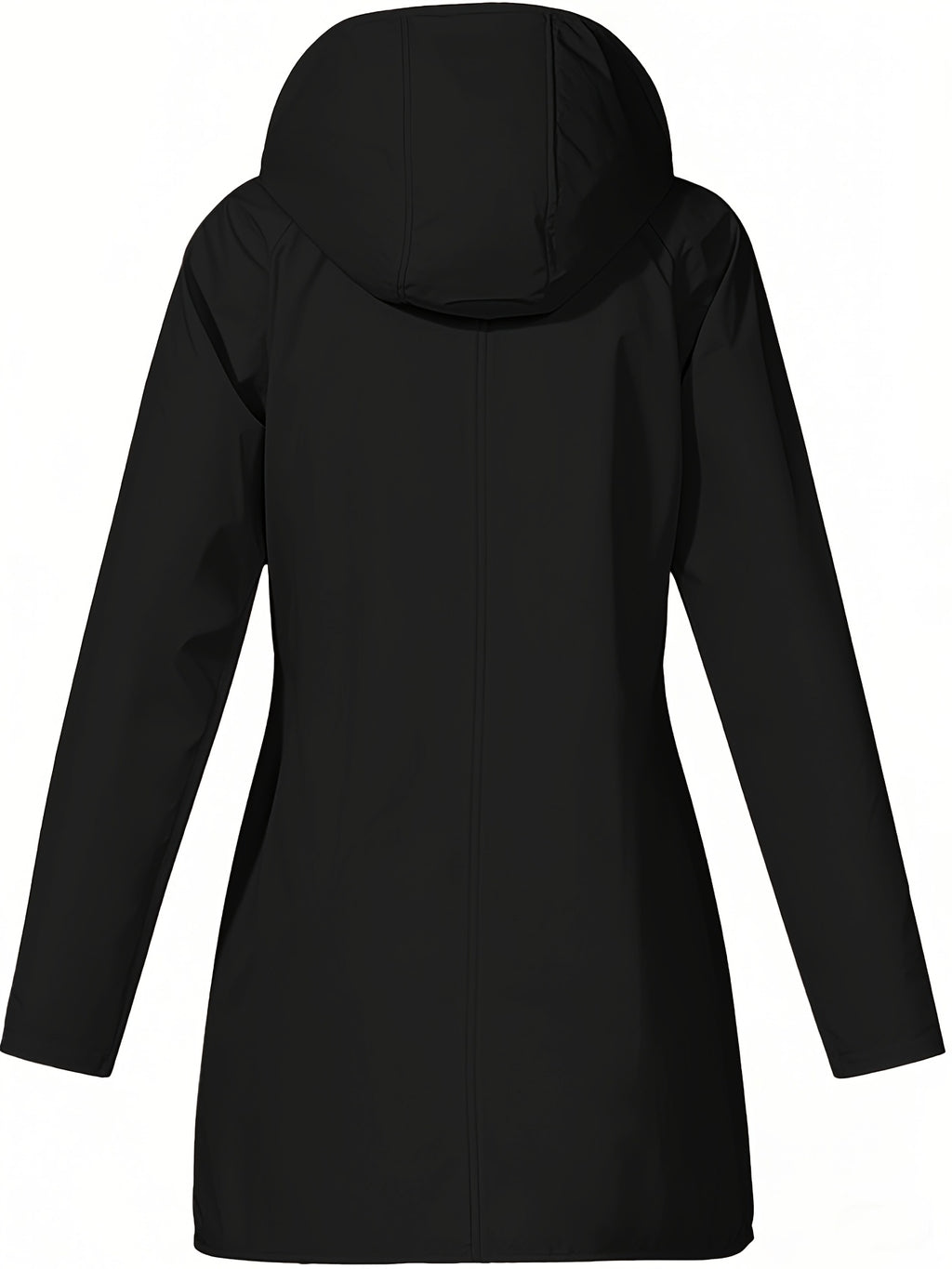 Women's jacket hooded lightweight outdoor long hooded windbreaker - Black