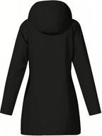 Women's jacket hooded lightweight outdoor long hooded windbreaker - Black