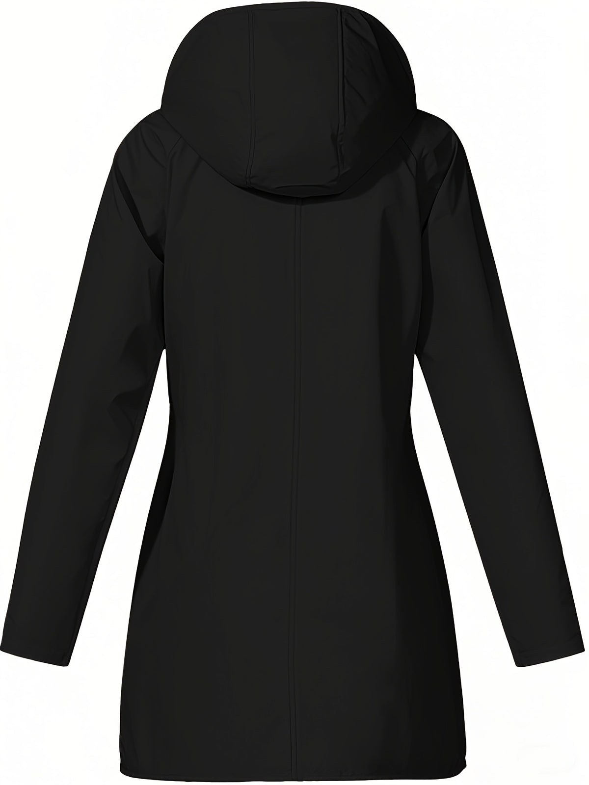 Women's jacket hooded lightweight outdoor long hooded windbreaker - Black