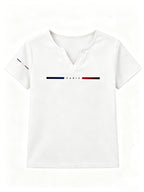 Patterned Printed Women' S V-neck T-shirt Short Sleeves Casual T-shirt Women's Clothing. - White