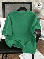 Vintage Washed Distressed Print Men'S Short-Sleeve Top, Soft Pure Loose T-Shirt, Breathable Casual Clothing for Outdoor Trip Summer And Early Autumn - Green