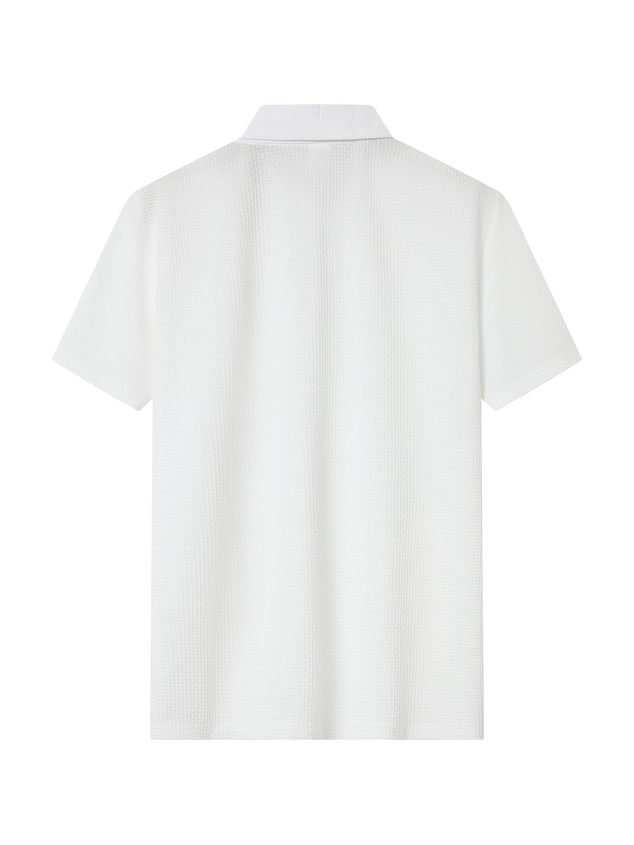 Classic Solid Color Short-Sleeve Men'S Polo Shirt, Home Casual Shirt - White