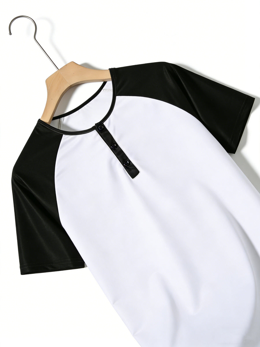 9pcs Set of High-Value, Cost-Effective Henley Shirts, Comfortable And Skin-Friendly, Easy And High-End, Breathable And Sweat-Absorbent, Suitable for Fitness, Versatile, Classic And Luxurious, Perfect for Everyday Casual Wear - White