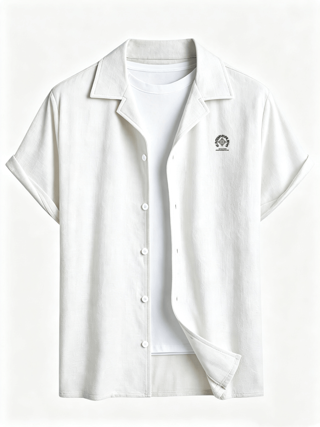 Men'S Summer Casual Short Sleeve Shirt, Outdoor Leisure Sports Print Lapel Comfortable Short Sleeve - White
