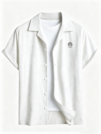 Men'S Summer Casual Short Sleeve Shirt, Outdoor Leisure Sports Print Lapel Comfortable Short Sleeve - White