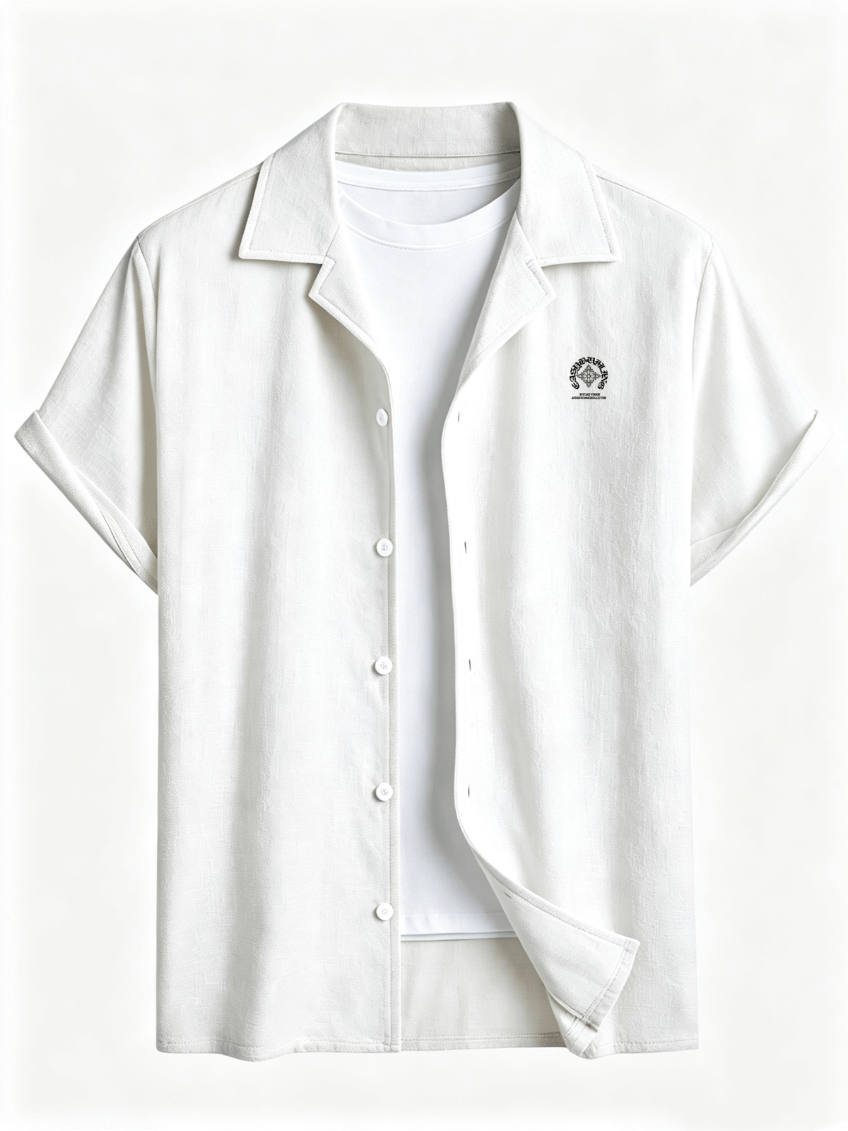 Men'S Summer Casual Short Sleeve Shirt, Outdoor Leisure Sports Print Lapel Comfortable Short Sleeve - White