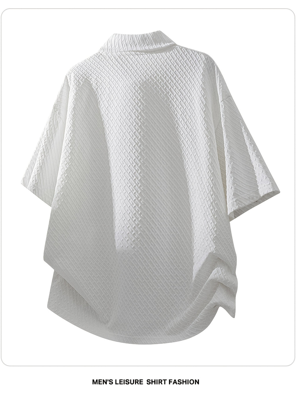 Men's Summer Fiber Fabric Lapel Short-Sleeve Polo T-Shirt, Streetwear Brand Diamond Check Casual Top - White
