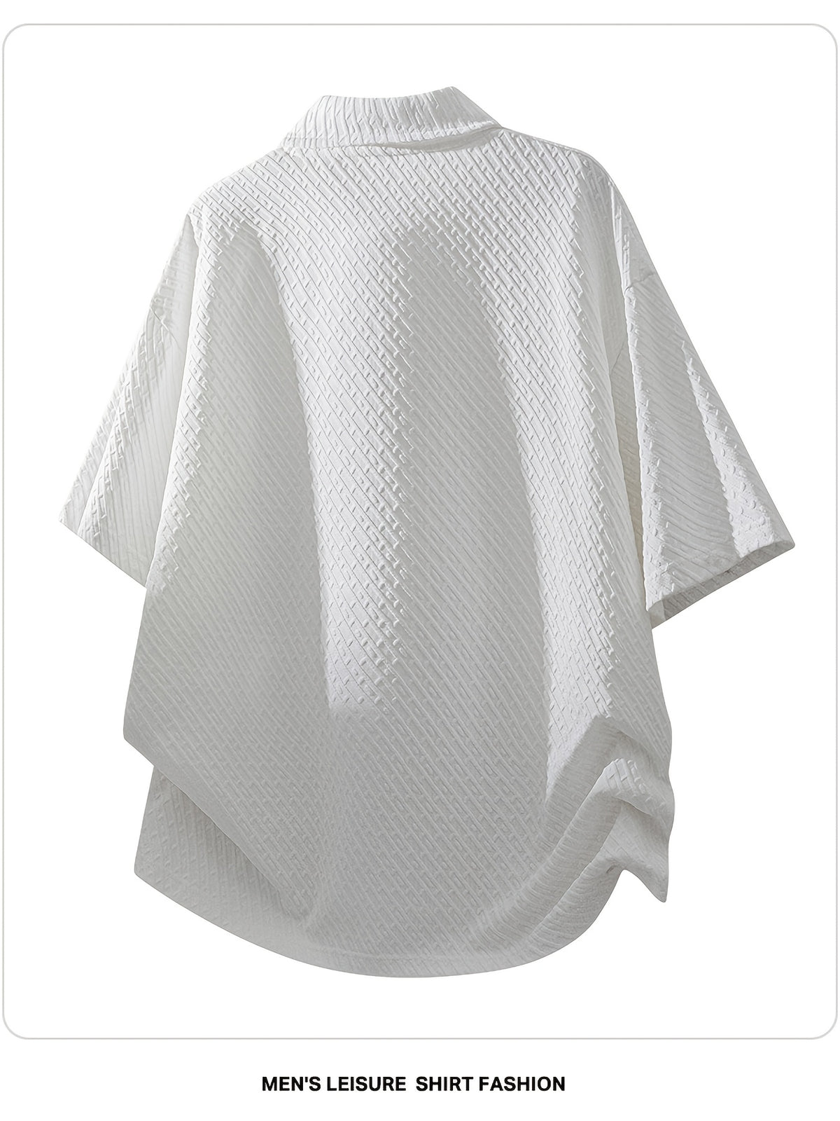 Men's Summer Fiber Fabric Lapel Short-Sleeve Polo T-Shirt, Streetwear Brand Diamond Check Casual Top - White