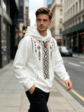 Men'S Fashionable Hoodie with Stylish Ethnic Geometric Pattern Print Casual Long-Sleeve Pullover Streetwear - Mixed colors