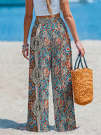 318 Printed Vacation Pants - Peacock Blue