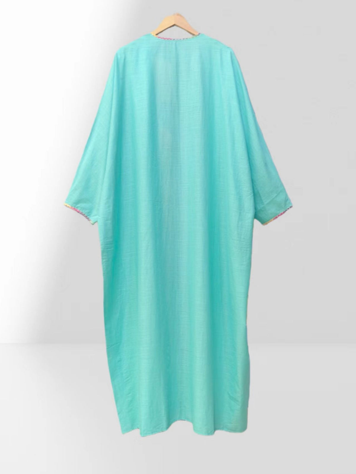 Plus Size, In Stock Plus Size Casual Lace Robe Middle Eastern Women's Elegant Cardigan Long Sleeve Fashion Solid Color Abaya Long Outerwear with Scarf 2pcs Set - Light Green