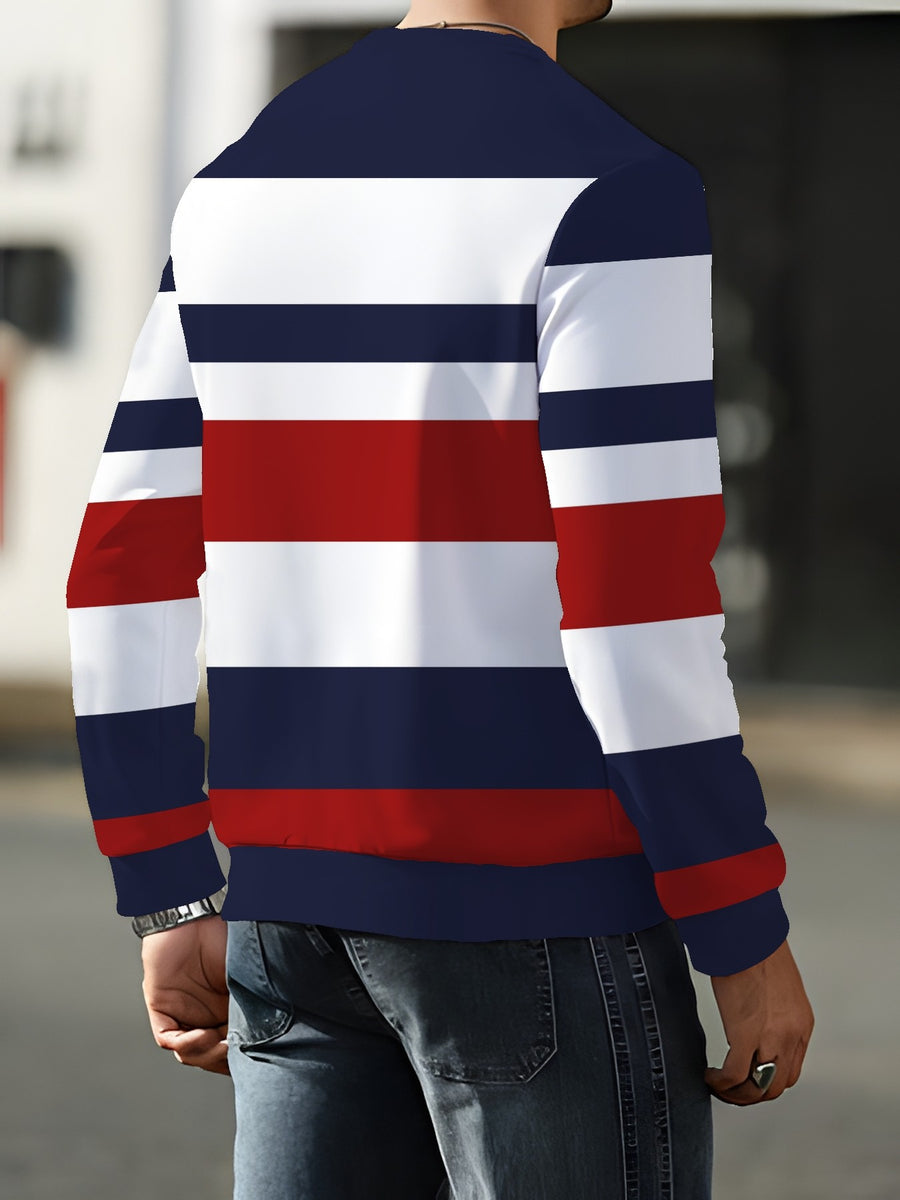 New Fashionable Trendy Crew Neck Long Sleeve Autumn/Winter Printed Crew Neck Sweatshirt Men's Top - Mixed colors