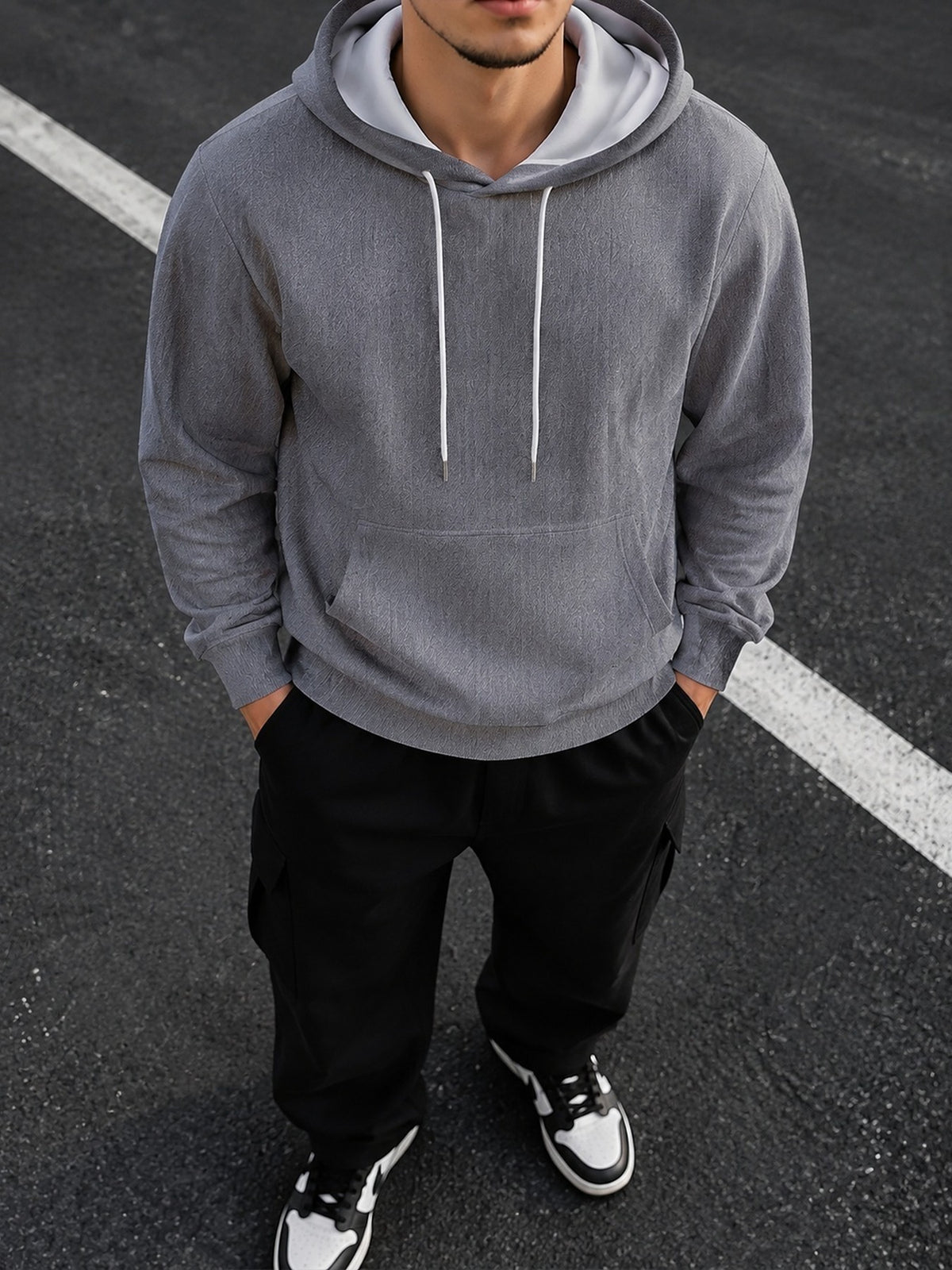 Men'S Long Sleeve Pullover Hoodie, Heather Grey Solid Texture, Regular Fit, Drawstring Hood, Ribbed Cuffs And Hem, Polyester, Casual Style, for Daily Wear And Weekend Leisure, Spring And Autumn - Mixed colors