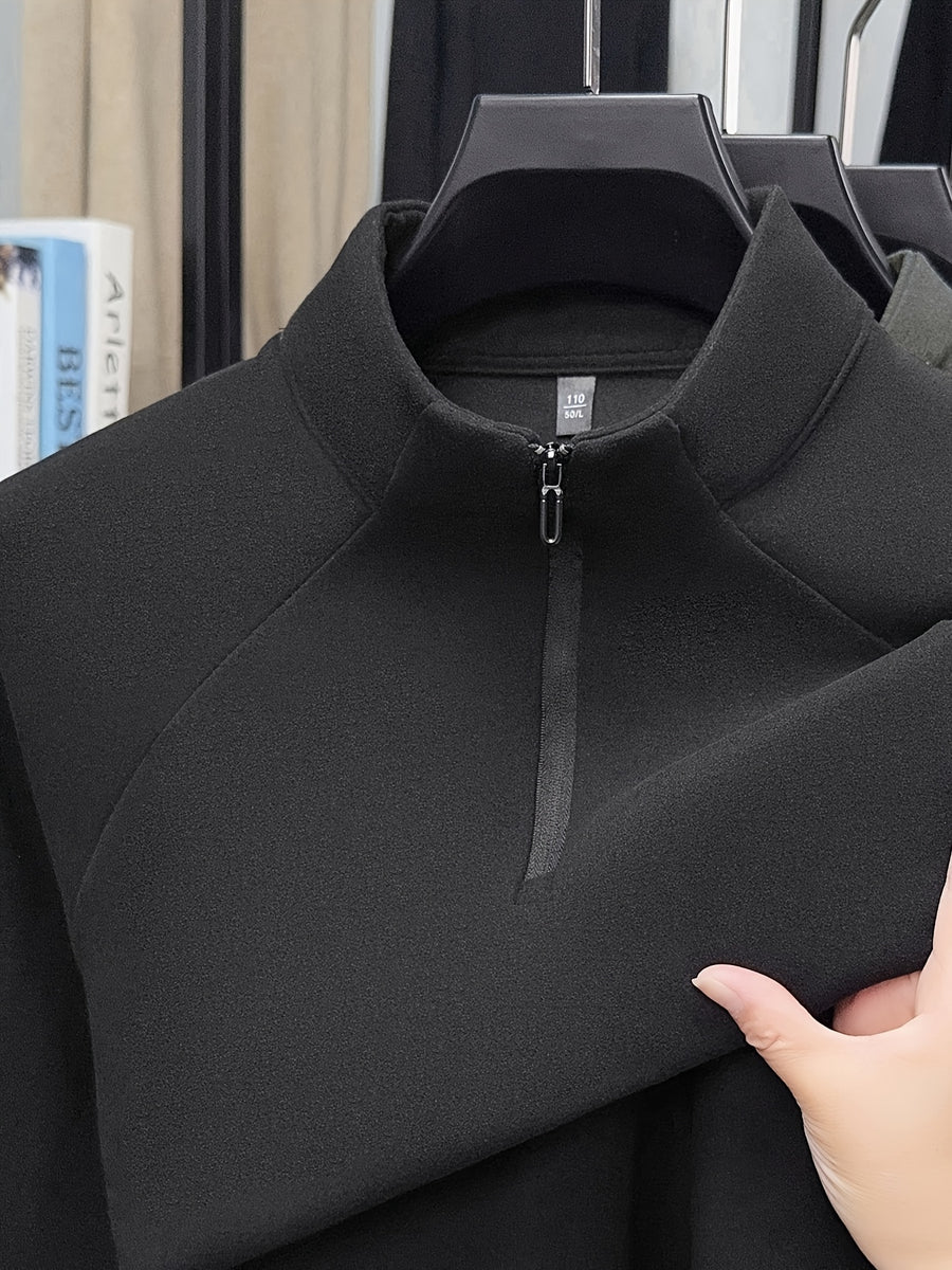 Fathers Day Gift for Men 2026 Early Spring New Half-Zipper Solid Color Men'S Sweatshirt, Easy And Atmospheric Comfortable Breathable, Daily Commute Casual - Black