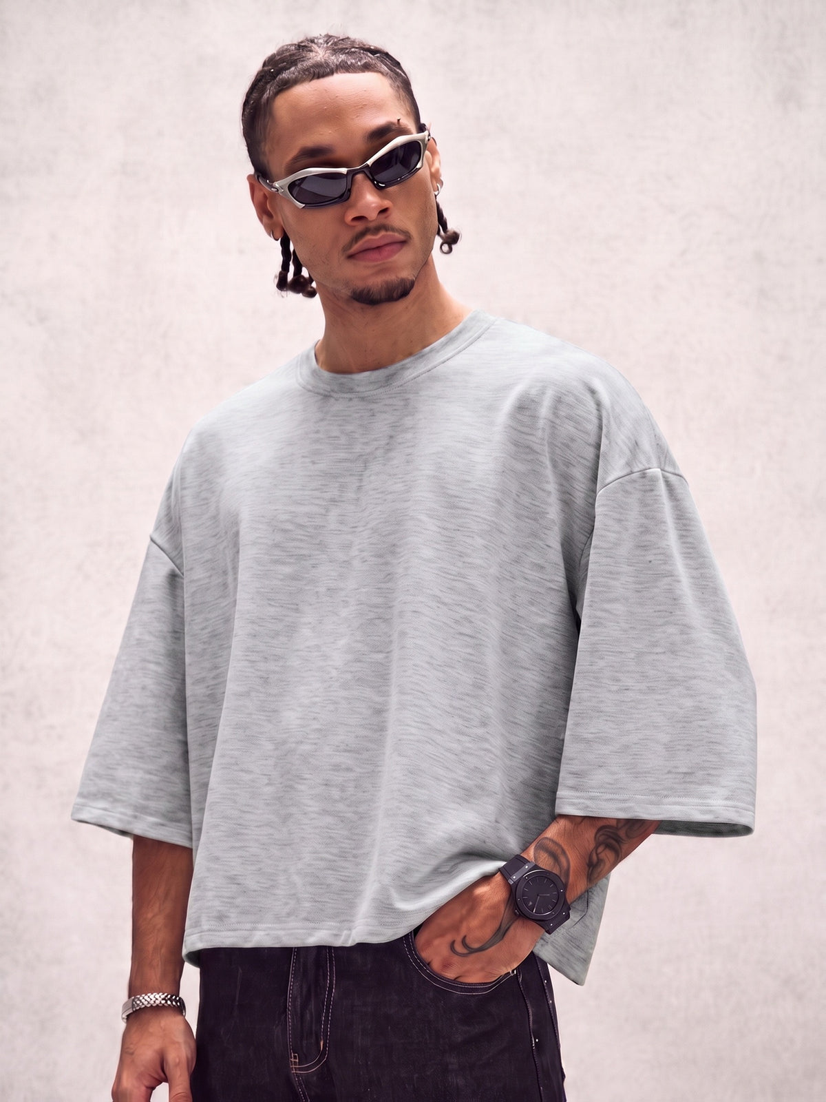 Men's Fashion Casual Streetwear Crew Neck Short Sleeve Loose Fit T-Shirt | High-End Solid Color Knitted Fabric | Soft and Comfortable | Suitable for Daily Wear, Travel, and Vacation | Gift for Boyfriend or Dad | Suitable for Spring and Autumn - Grey