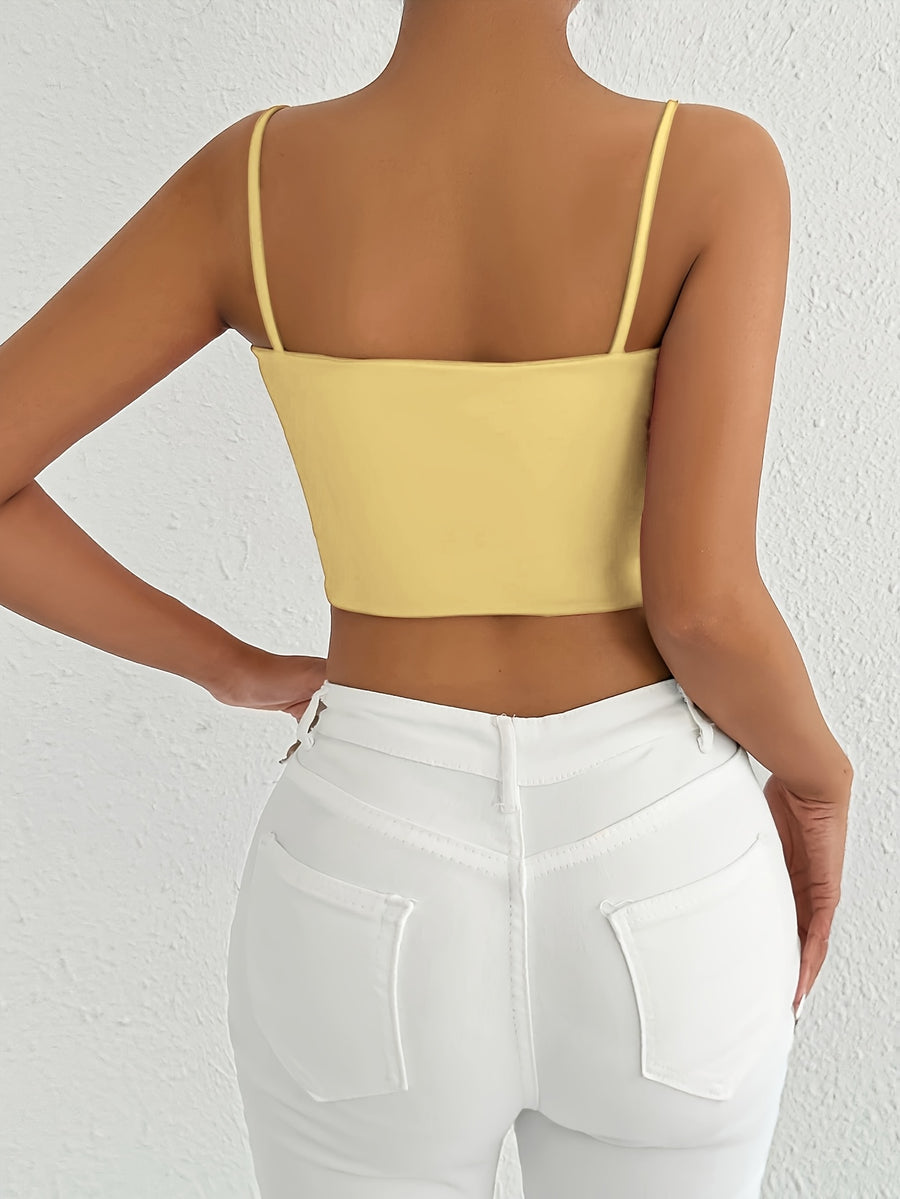 European and American Summer Sexy Versatile Camisole Top, Cross-Border New Crop Top, Can Be Worn Outdoors, Ultra-Short Top - Lemon Yellow