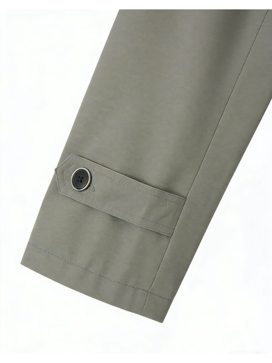 Men'S New Spring/Autumn Season Western Mature Stable Men'S Commute Fashion Trendy Meeting Solid Color Casual Durable Wear-Resistant Design Style Trench Coat Versatile Top Texture - Gray Green