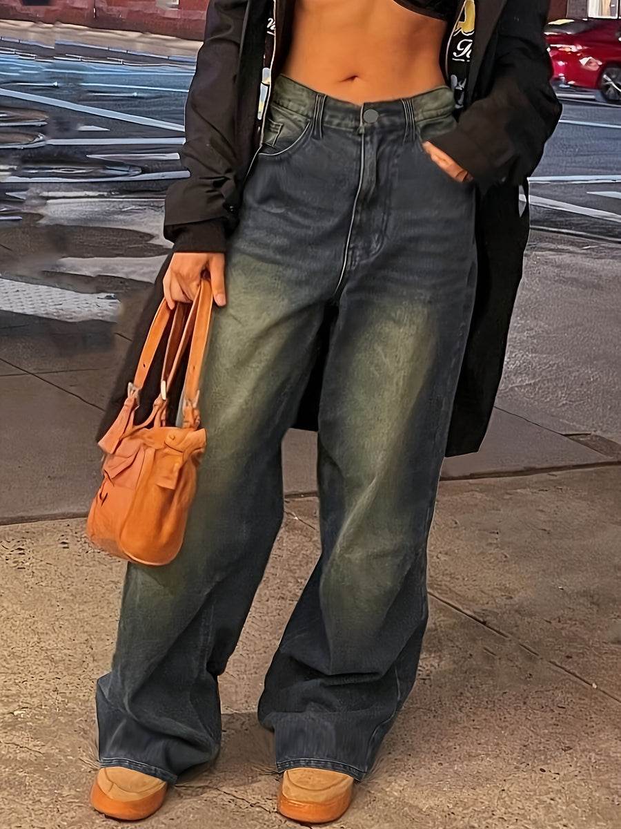 New Vintage Chic All-In-One Jeans Without Pop - Deep Blue