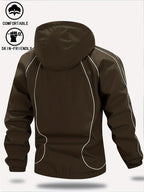 New Autumn/Winter Men's Trendy Hooded Casual Sport Jacket, Loose Fit Fashionable Versatile Jacket with Full-Body Drawstring Design, Outerwear Windbreaker JK5689 - Coffee Color