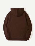 Men's -Lined Hooded Sweatshirt, Casual Versatile Fashion Streetwear Pullover Hoodie - Coffee Brown