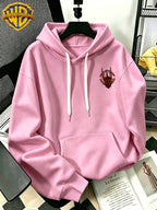Authorized by Warner Bros., 2026 New Soren Helmet with Red Print, Men'S Hoodie, Hooded Sweatshirt, Kangaroo Pocket And Drawstring Hat, Suitable for Daily And Outdoor Sports Wear, Autumn And Winter Warm Jacket, Fashionable Jacket - Pink Color