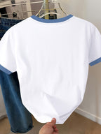 Women'S Summer Casual Short Sleeve Cute Heart Print Fashion T-Shirt with Funny Logo (Quick-Dry) - White