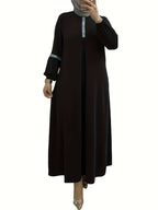 Middle Eastern Long Sequin Patchwork Dress Gown - Black