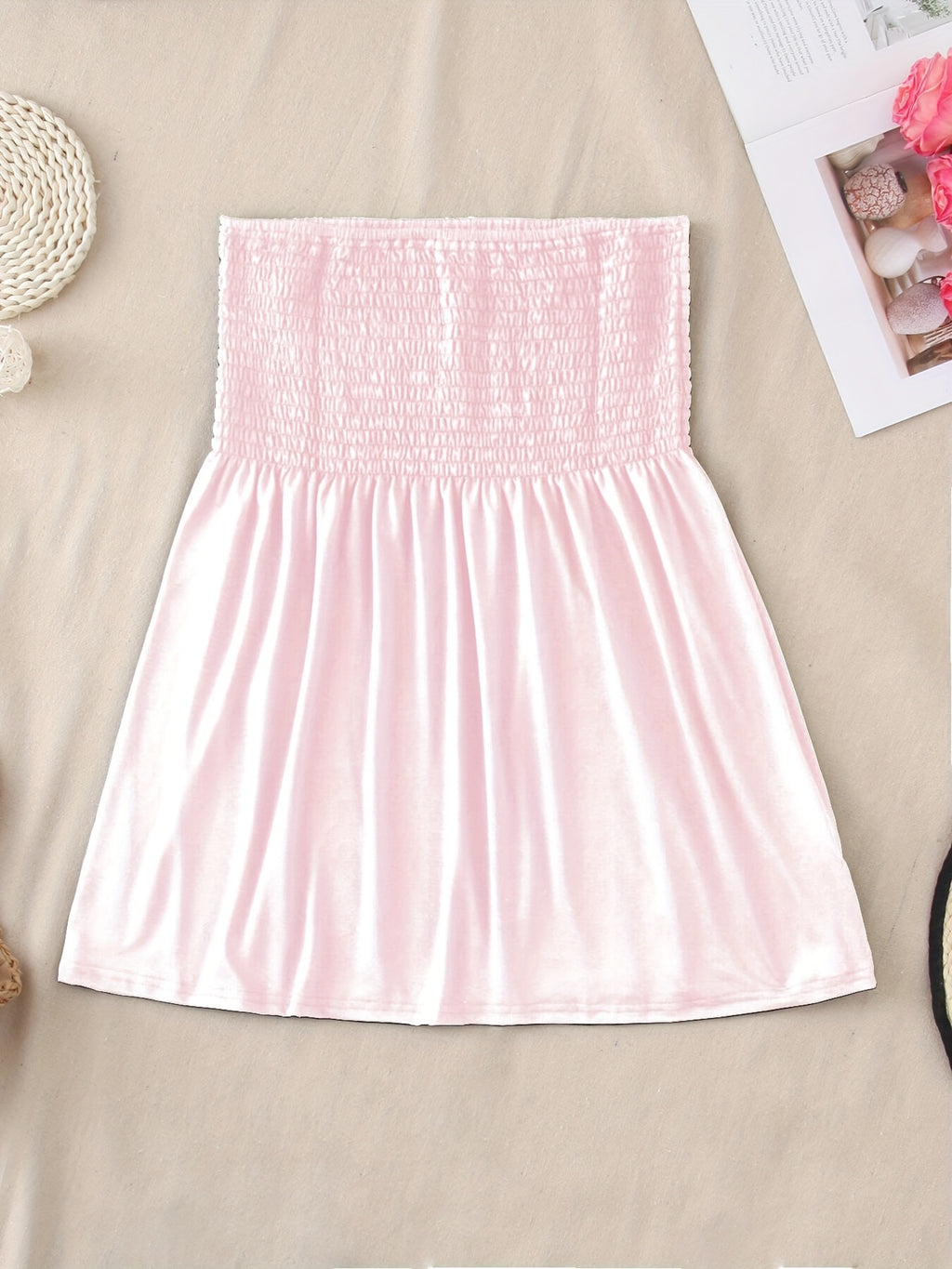 Women's Sexy Fashion Satin Off-Shoulder Crop Tube Top - Pink