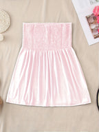 Women's Sexy Fashion Satin Off-Shoulder Crop Tube Top - Pink