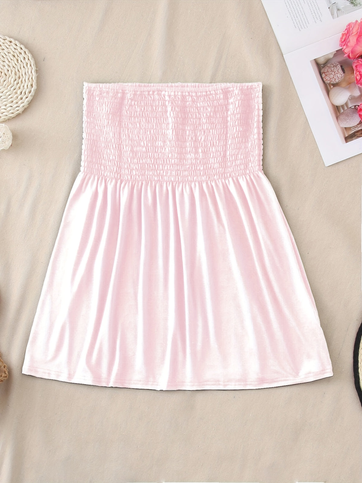 Women's Sexy Fashion Satin Off-Shoulder Crop Tube Top - Pink